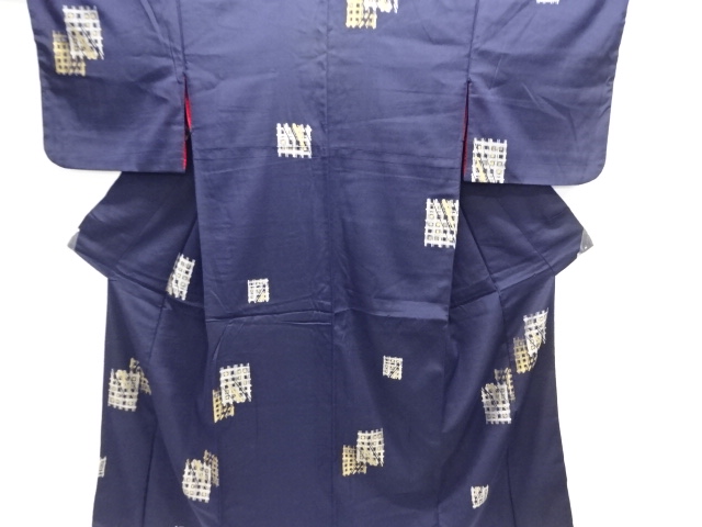 JAPANESE KIMONO / ANTIQUE OMESHI KIMONO / TAISHO ROMAN STYLE / WOVEN GRID